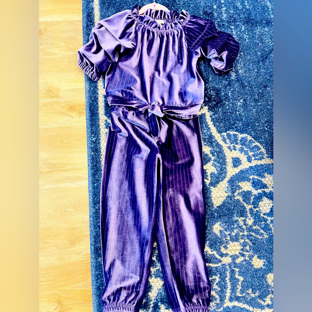 Habitual Kid Brushed Velvet, Sparkle 2-Piece Outfit-3T